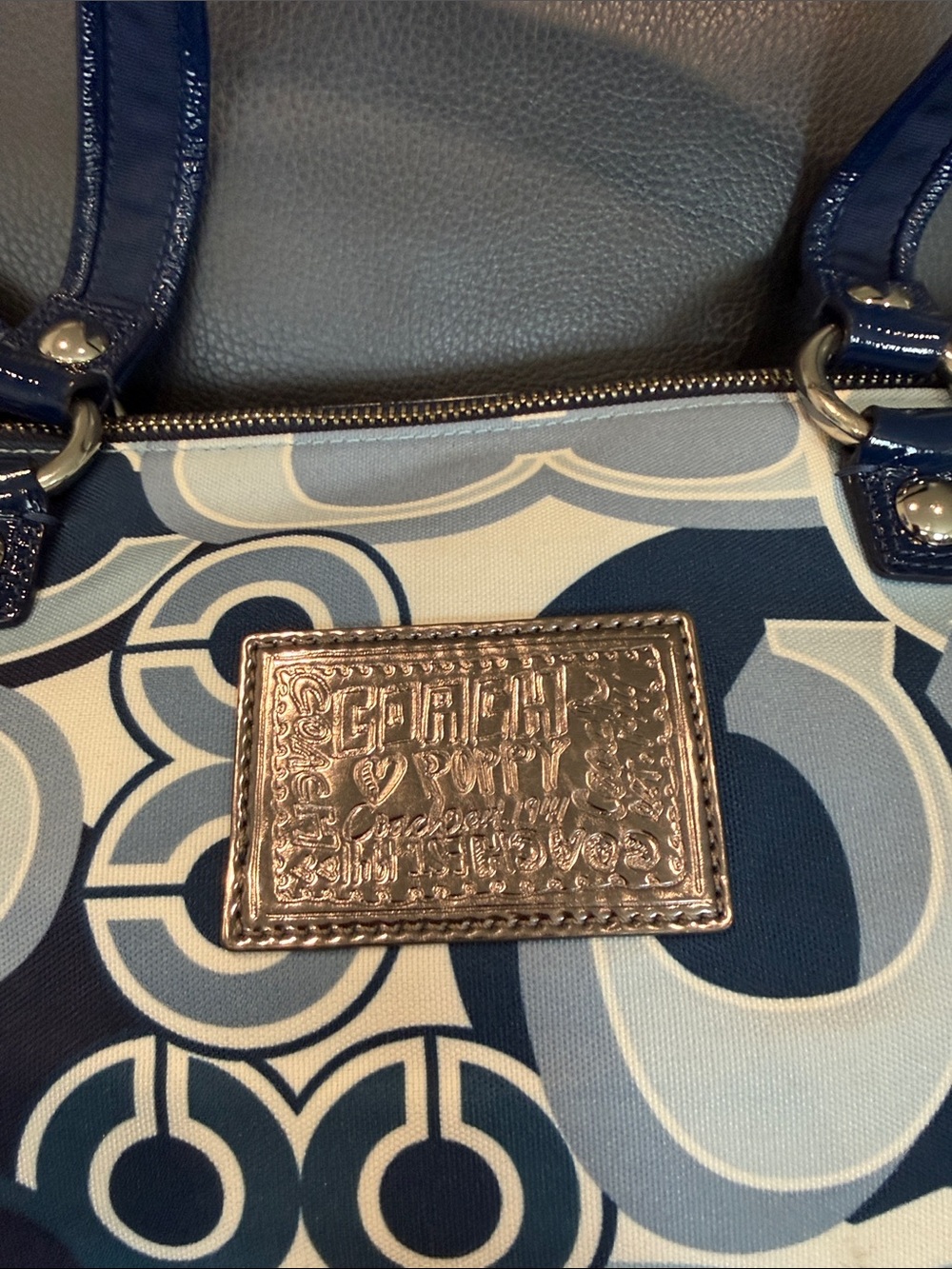 Coach Poppy Tote Navy and Light Blue Signature Tote excellent condition - Picture 7 of 14